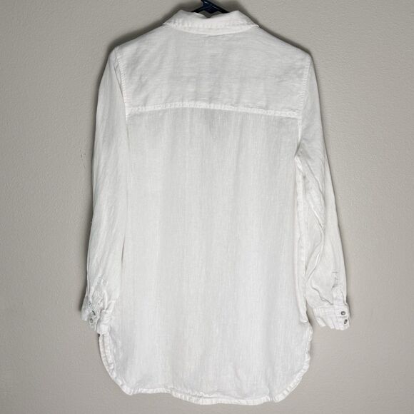 Sigrid Olsen 100% Linen Roll Tab Button Down Shirt Tunic Coverup Size M - Picture 2 of 8